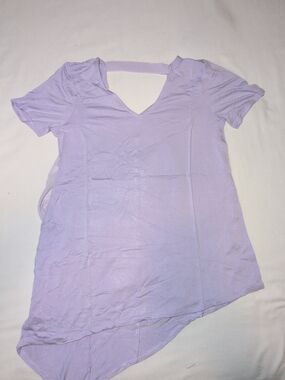 Lisa Rinna Collection Lavender V-Neck Short Sleeve Tunic